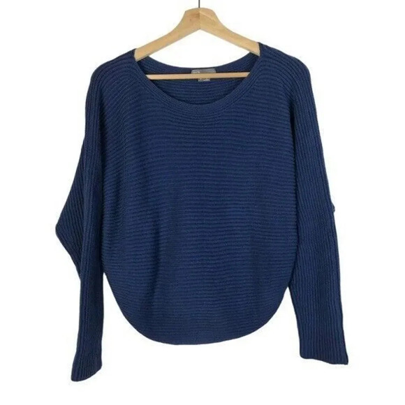 Vince Persian Blue Ribbed Dolman Sleeve Pullover Sweater S - Picture 1 of 3